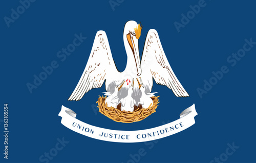 Louisiana State Flag Vector Clipart Illustration, High-Quality Digital Artwork, Louisiana Eagle Emblem, State Symbol, USA State Flag Design for Prints, Graphics, and Illustrations