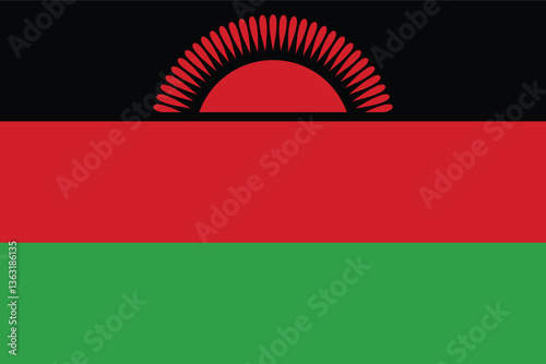 Malawi Flag Vector Clipart Illustration - High-Quality, Detailed Design of Malawi National Flag in Vibrant Colors, Ideal for Graphic Projects, Print Designs, and Digital Media