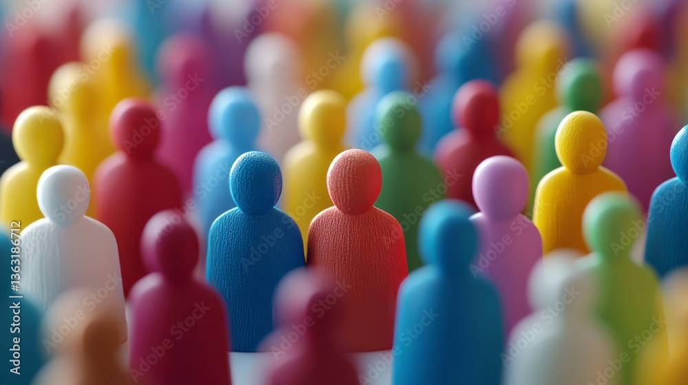 Obraz premium Multicolored figurines symbolizing diversity and inclusion, abstract concept, social harmony celebration