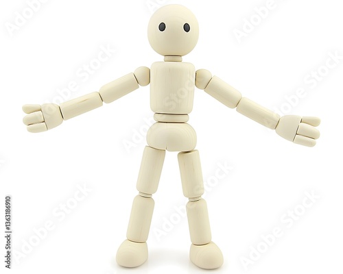 Wooden Articulated Figure with Open Arms.