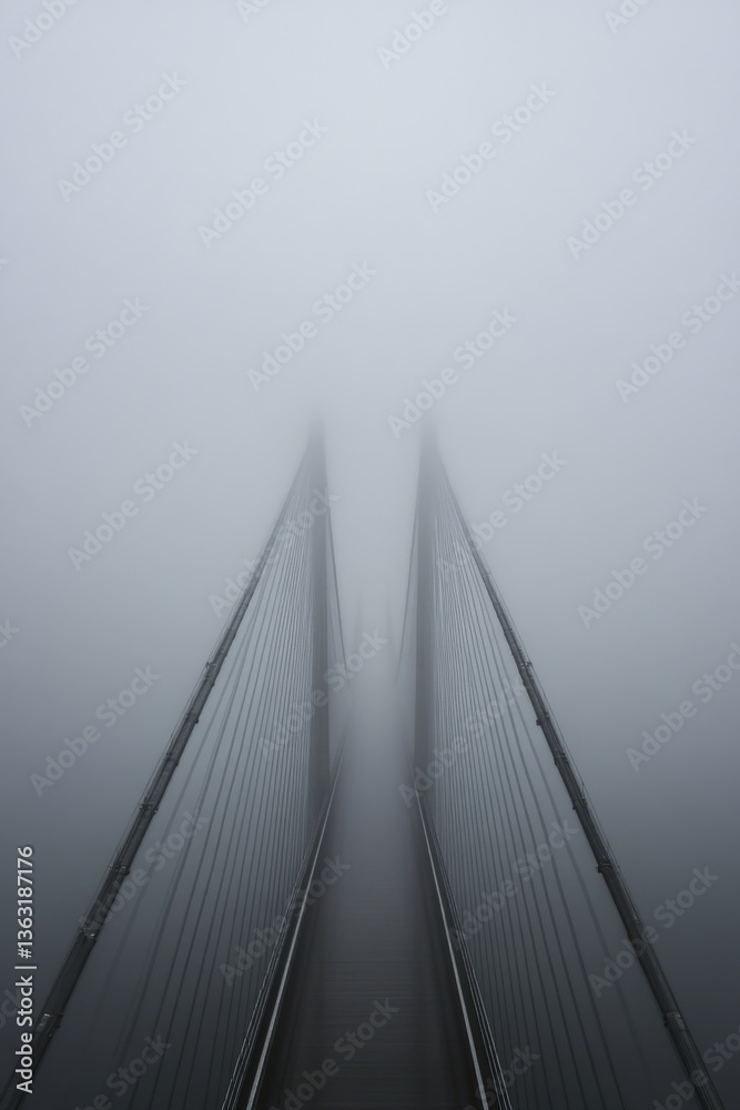 Fototapeta premium Bridge in Fog, Abstract Perspective