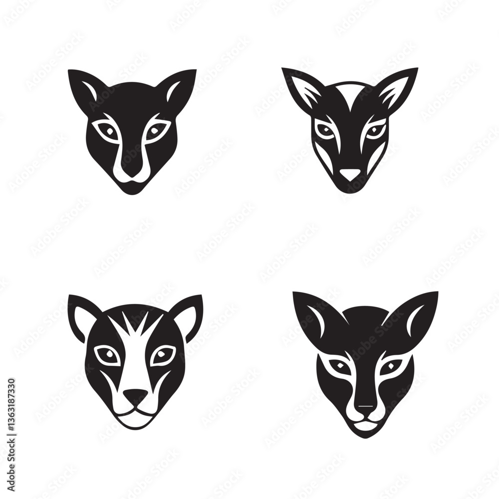 Obraz premium Silhouette set of deer face