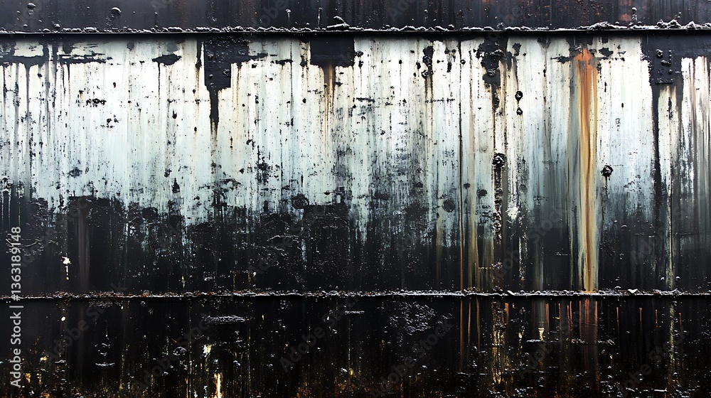 Fototapeta premium Gritty industrial background with streaks and drips of dark fluid material