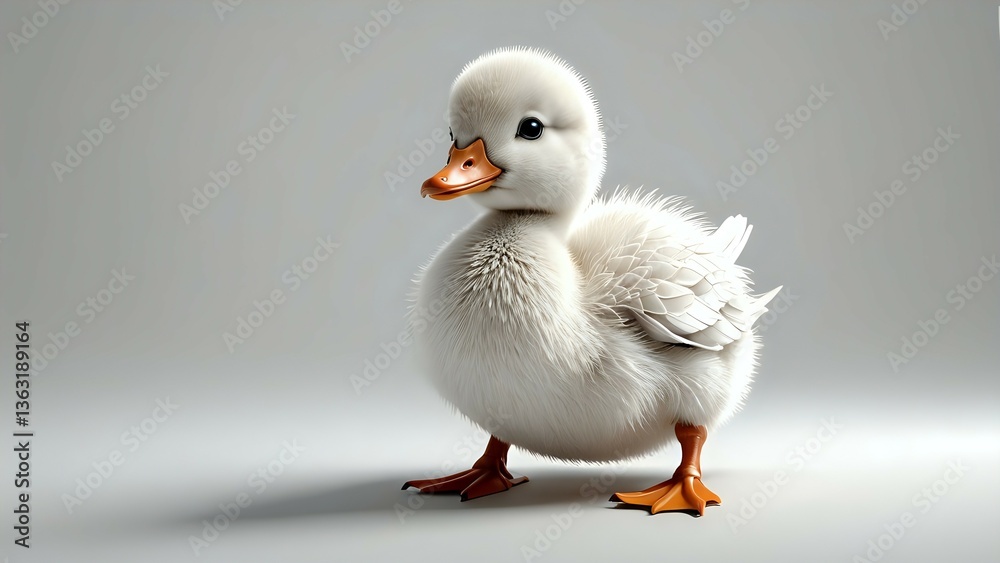 Adorable fluffy white duckling standing on a neutral background. Perfect for children's books, websites, or greeting cards. Adorable fluffy white duckling standing on a neutral background. Perfect for children's books, websites, or greeting cards.