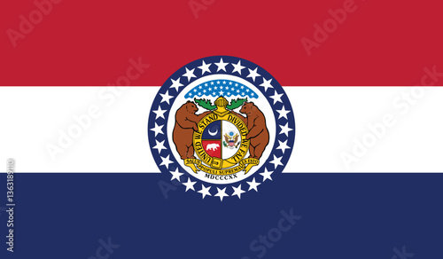 Missouri State Flag Vector Clipart Illustration, High-Quality Graphic Design of Missouri's State Emblem and Colors, Editable and Scalable Vector Art for Use in Web, Print, and Creative Projects