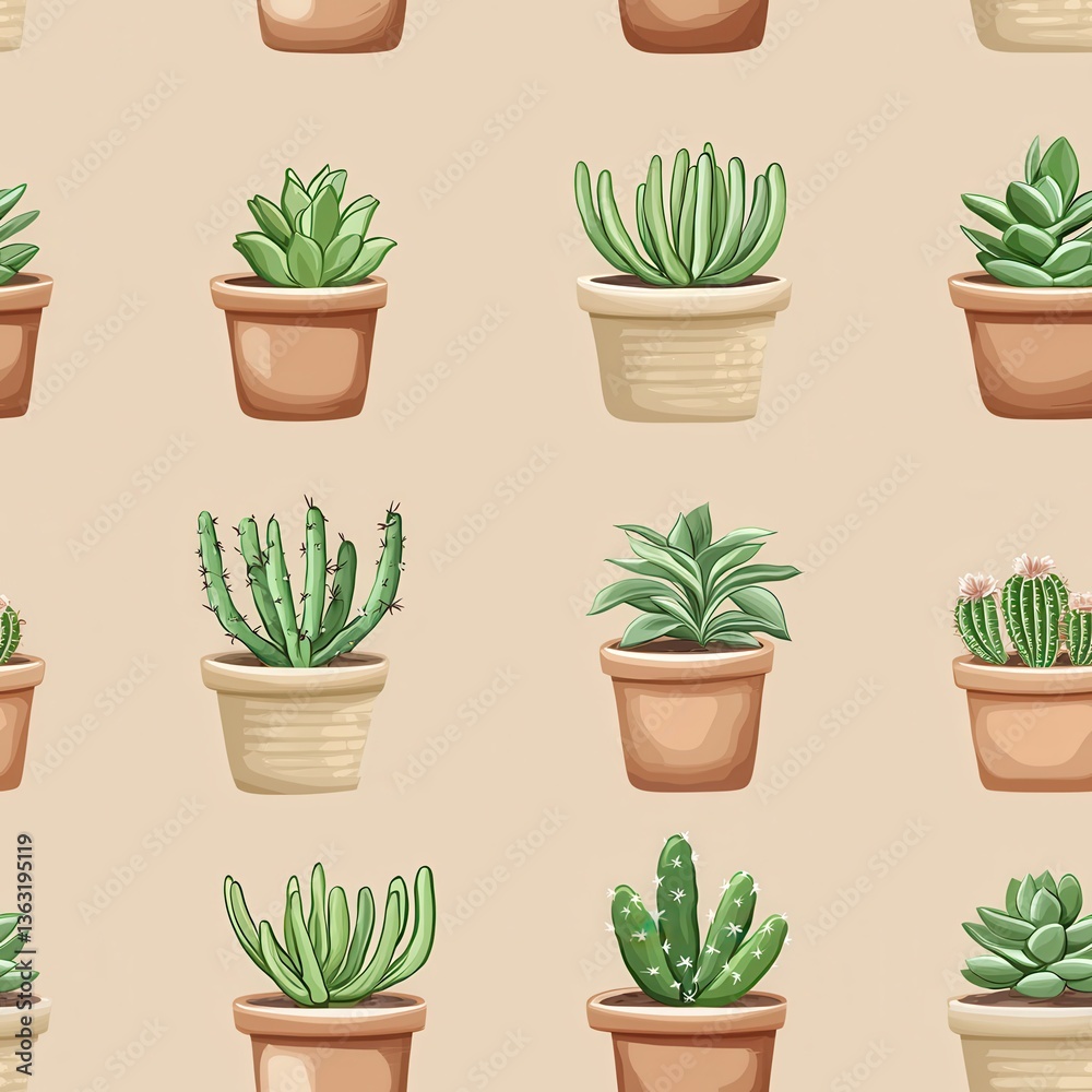 seamless Diverse collection of cactuses displaying various shapes, sizes, and textures in a captivating natural arrangement seamless Diverse collection of cactuses displaying various shapes, sizes, and textures in a captivating natural arrangement