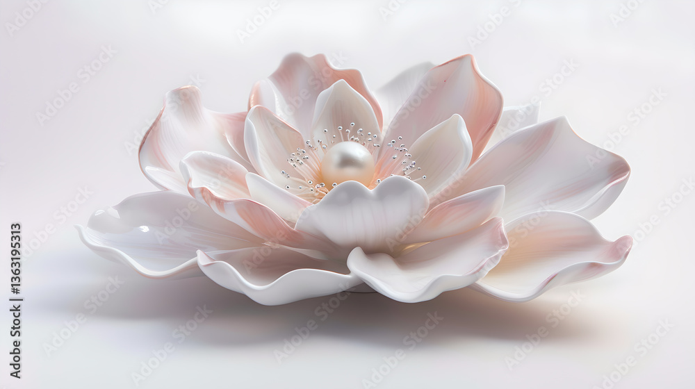 Fototapeta premium Delicate White Ceramic Flower, Elegant Home Decor