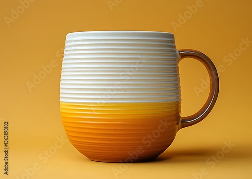 Yellow  White Striped Mug.