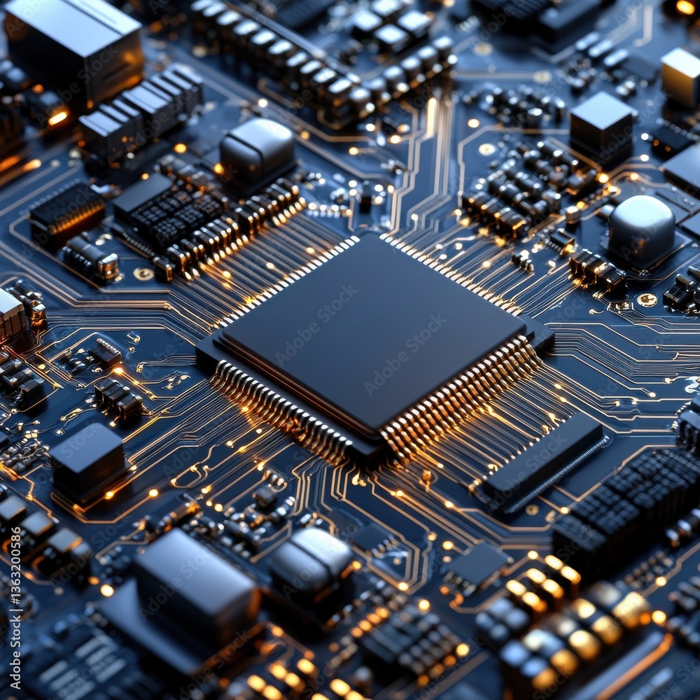 A close up of a computer chip with a lot of wires and a lot of gold