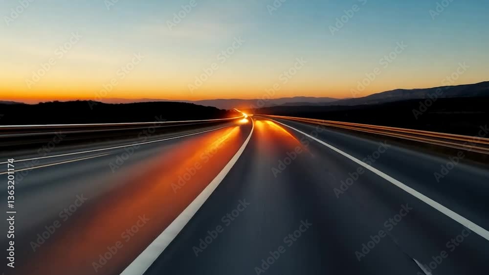 Sunrise Highway with Light Trails. Sunrise Highway with Light Trails.
