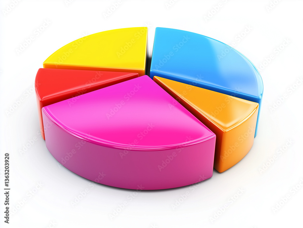 Obraz premium Vibrant 3D pie chart with four colorful slices