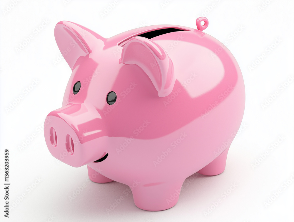 Pink piggy bank with coin slot, 3D render Pink piggy bank with coin slot, 3D render