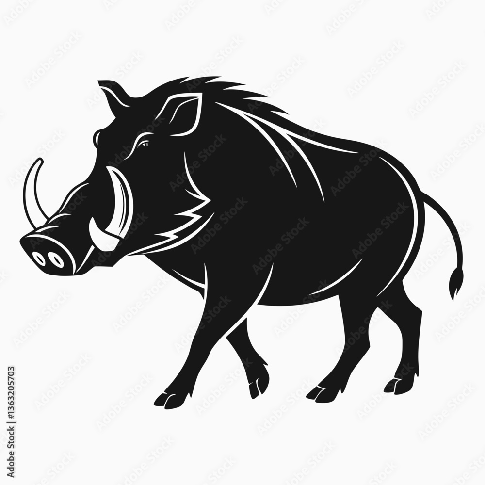 Obraz premium Warthug black silhouette icon vector