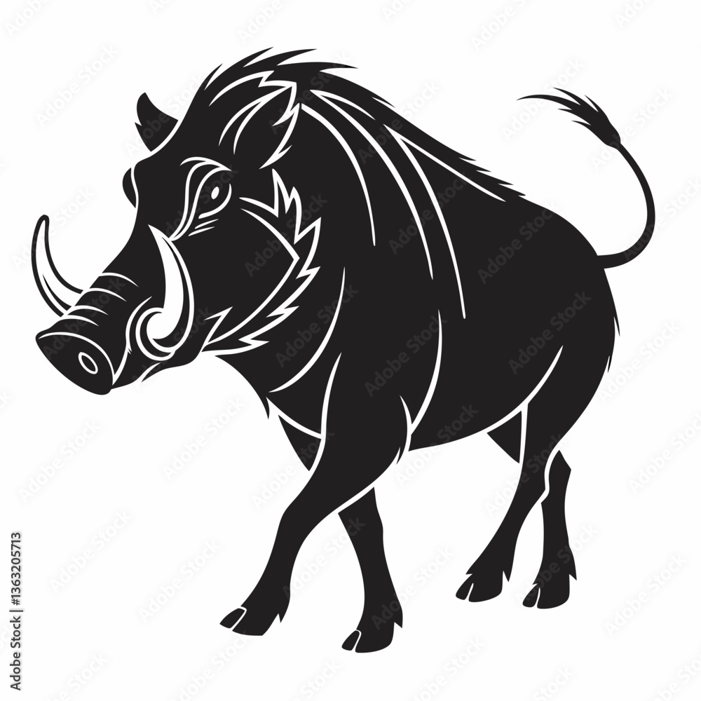 Fototapeta premium Warthug black silhouette icon vector