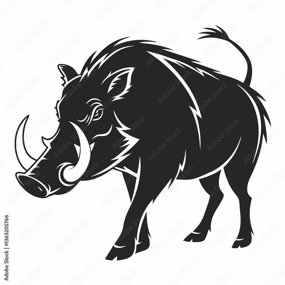 Obraz premium Warthug black silhouette icon vector