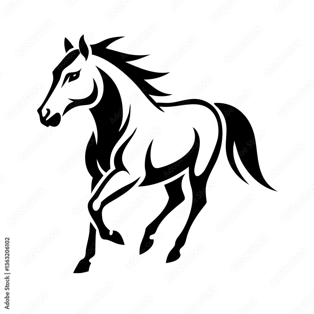 Obraz premium A modern and elegant horse illustration, ideal for logos and digital media.