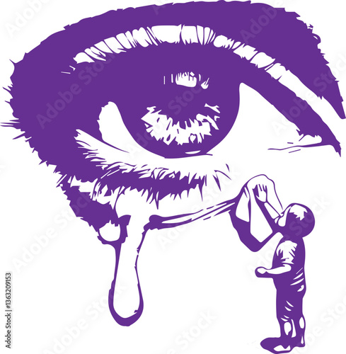 attractive crying eye illustrations