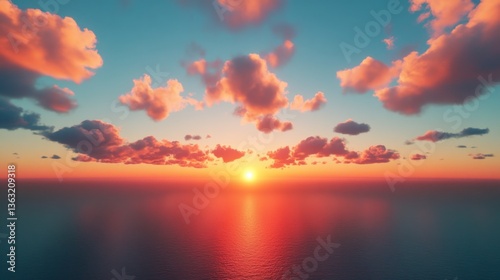 Breathtaking sunset over the ocean scenic view digital art tranquil environment aerial perspective nature's beauty