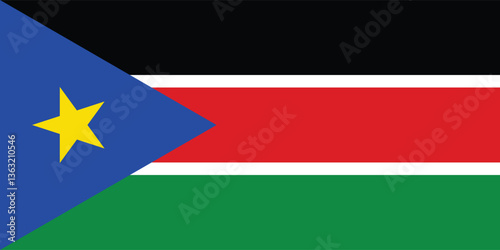 South Sudan Flag Vector Clipart Illustration, National Symbol, Colorful Design, High-Quality Graphic, Editable Image, South Sudanese Culture, Patriotic Artwork, Vector Graphic, Modern Flag Design