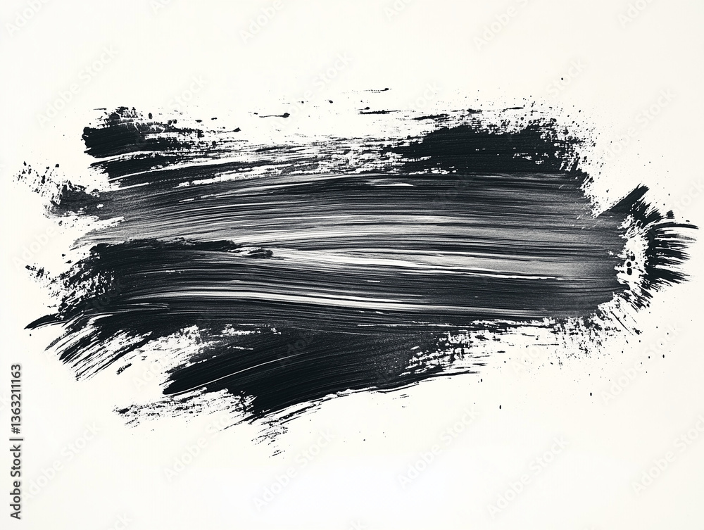 Black brushstroke texture on white background in abstract ink style Black brushstroke texture on white background in abstract ink style