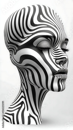 Zebra Pattern Head with Abstract Art.