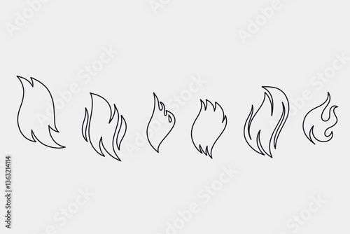 Outline Flame Set Hand Drawn Vector Image