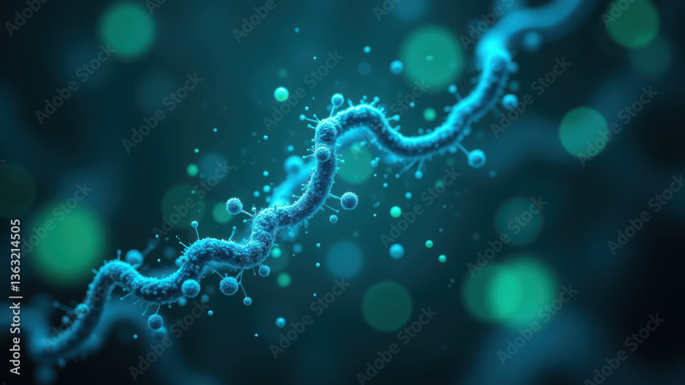 Obraz premium Magnesium glycinate molecule with blue bioluminescent effect on a dark background.