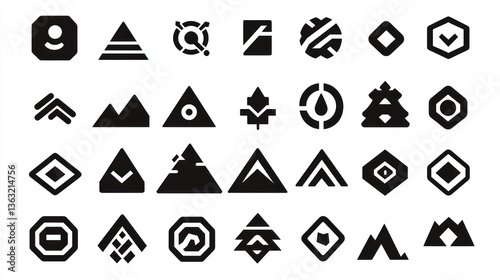 Free Download Abstract geometric shapes icons; design elements; white background; website use - GFXLoad