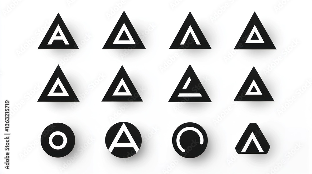 Abstract geometric triangle and circle logo design set Abstract geometric triangle and circle logo design set