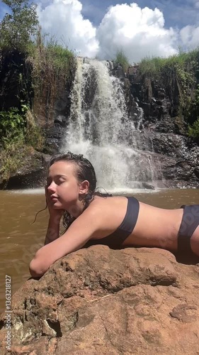 Little girl on vacation on a summer day.