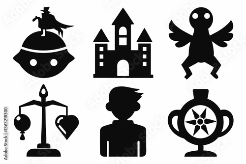 Christian icon set silhouette black vector