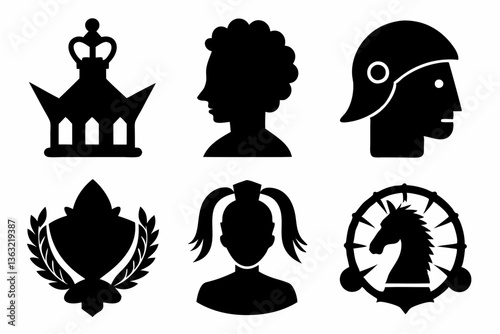 Christian icon set silhouette black vector