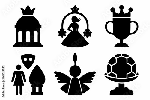 Christian icon set silhouette black vector