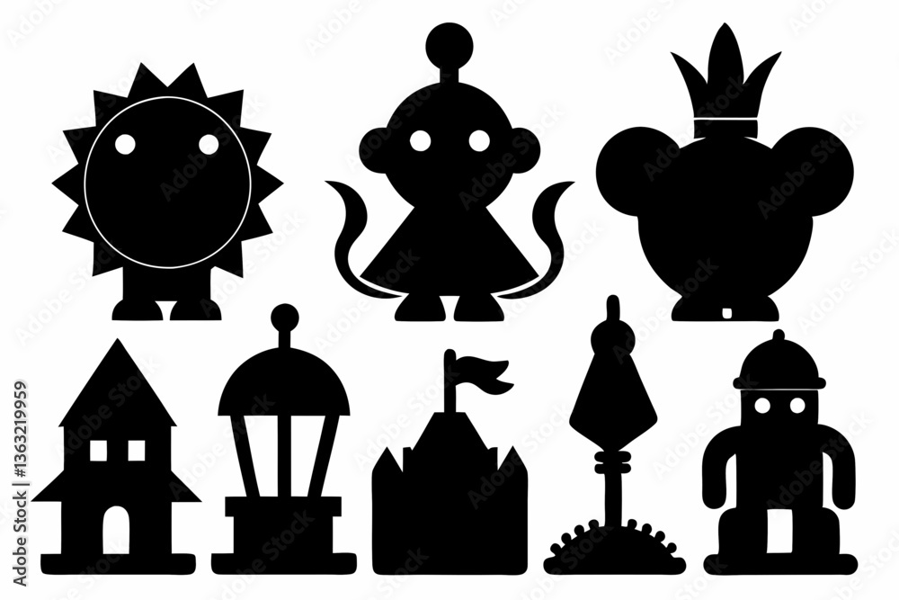 Fototapeta premium Christian icon set silhouette black vector