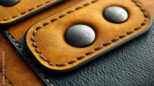 Close-up of Luxurious Leather Texture:  Detailed Craftsmanship and Rich Color