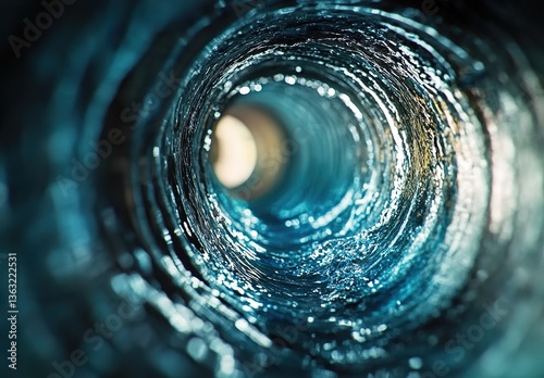 Wallpaper Mural Deep swirling blue vortex with water droplets and reflections, mysterious depth, abstract spiral design, soft glowing accents. Torontodigital.ca