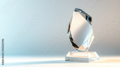 Sparkling Crystal Trophy on a Light Blue Gradient Background