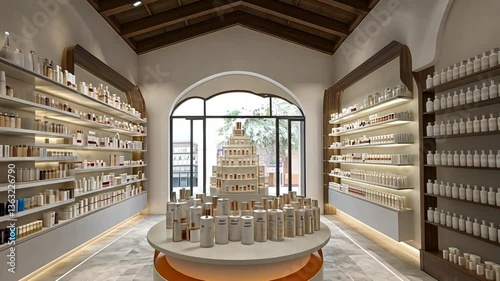 Upscale Salon Interior Featuring Premium Hair Products Generative AI