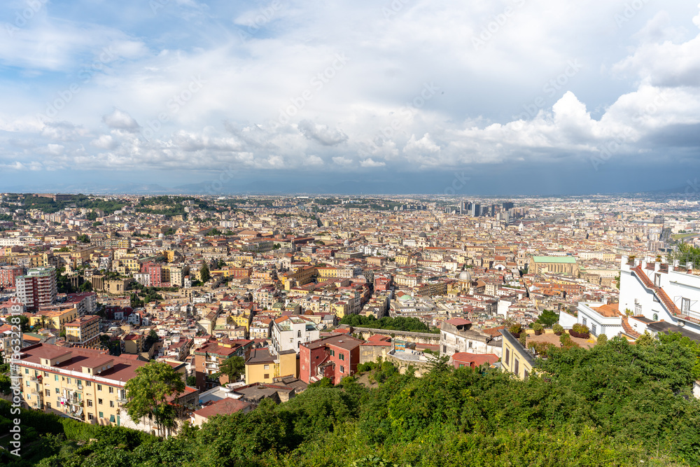 Fototapeta premium Naples, Italy - May 25, 2024: View of Naples and Mount Vesuvius