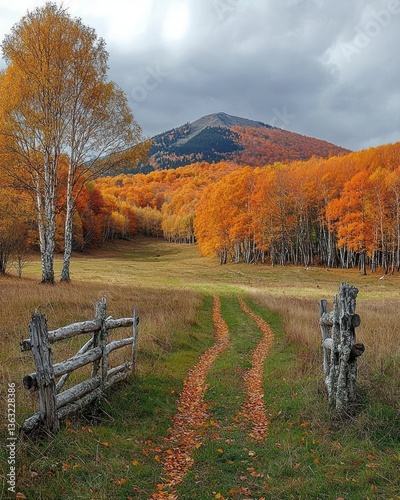 Autumnal Path Through a Golden Forest