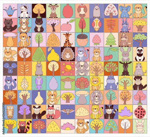 Cute Animals Colorful  Vector Set