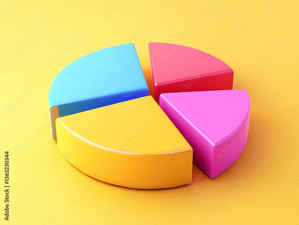 Obraz premium 3D pie chart with colorful segments
