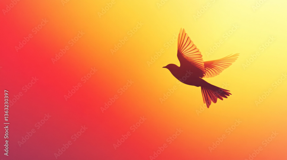 Naklejka premium Bird Silhouette Against a Radiant Gradient
