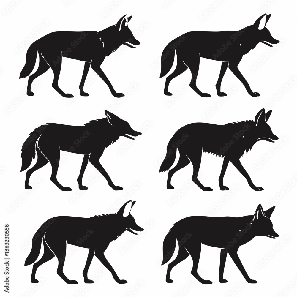 Manedwolf icon set black silhouette vector bundle Manedwolf icon set black silhouette vector bundle