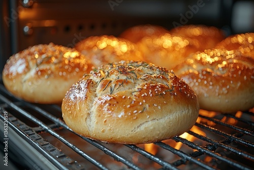 Golden-Brown Rosemary Bread Baking on a Grill