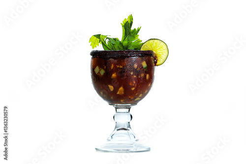 Mixed beer with salsa, lemon and chilly 