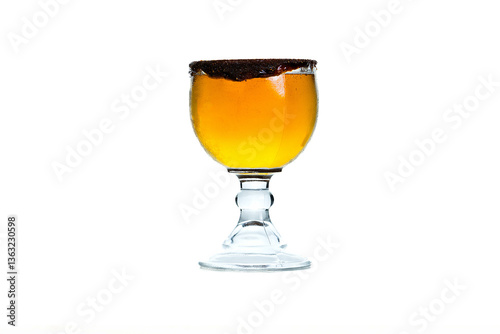 Beer with lemon and chilly edge