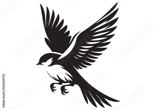 silhouette of a bird logo vector design, flying bird logo icon silhouette, feather with bird logo design black animal, silhouette of a black flying bird on white background