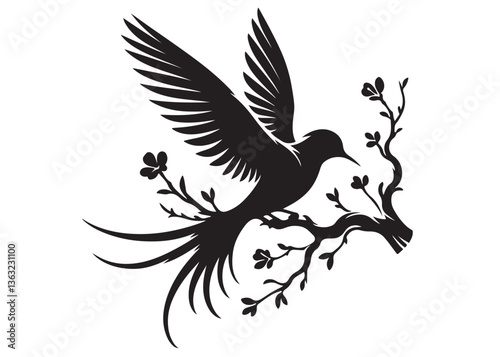 silhouette of a bird logo vector design, flying bird logo icon silhouette, feather with bird logo design black animal, silhouette of a black flying bird on white background