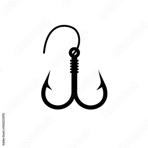 A black fishing hook designed for catching fish in sport and outdoor activities. simple and effective.